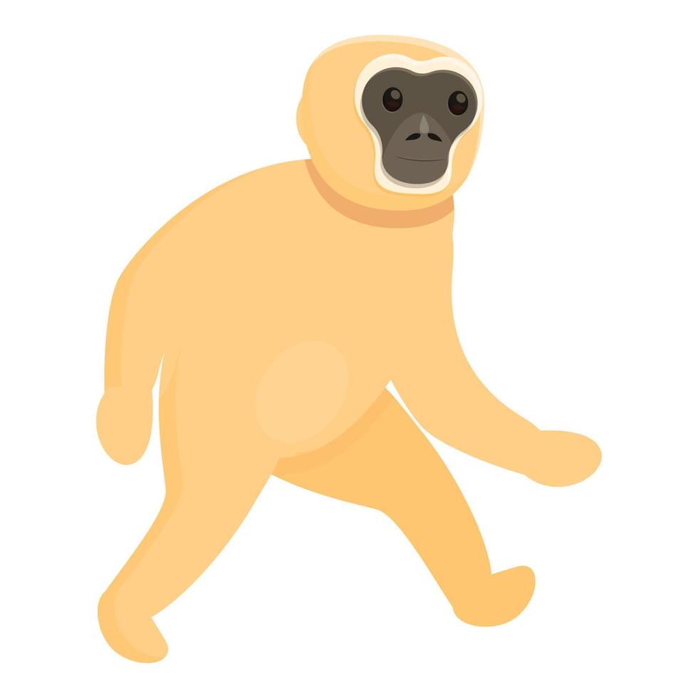 Gibbon walking icon, cartoon style vector