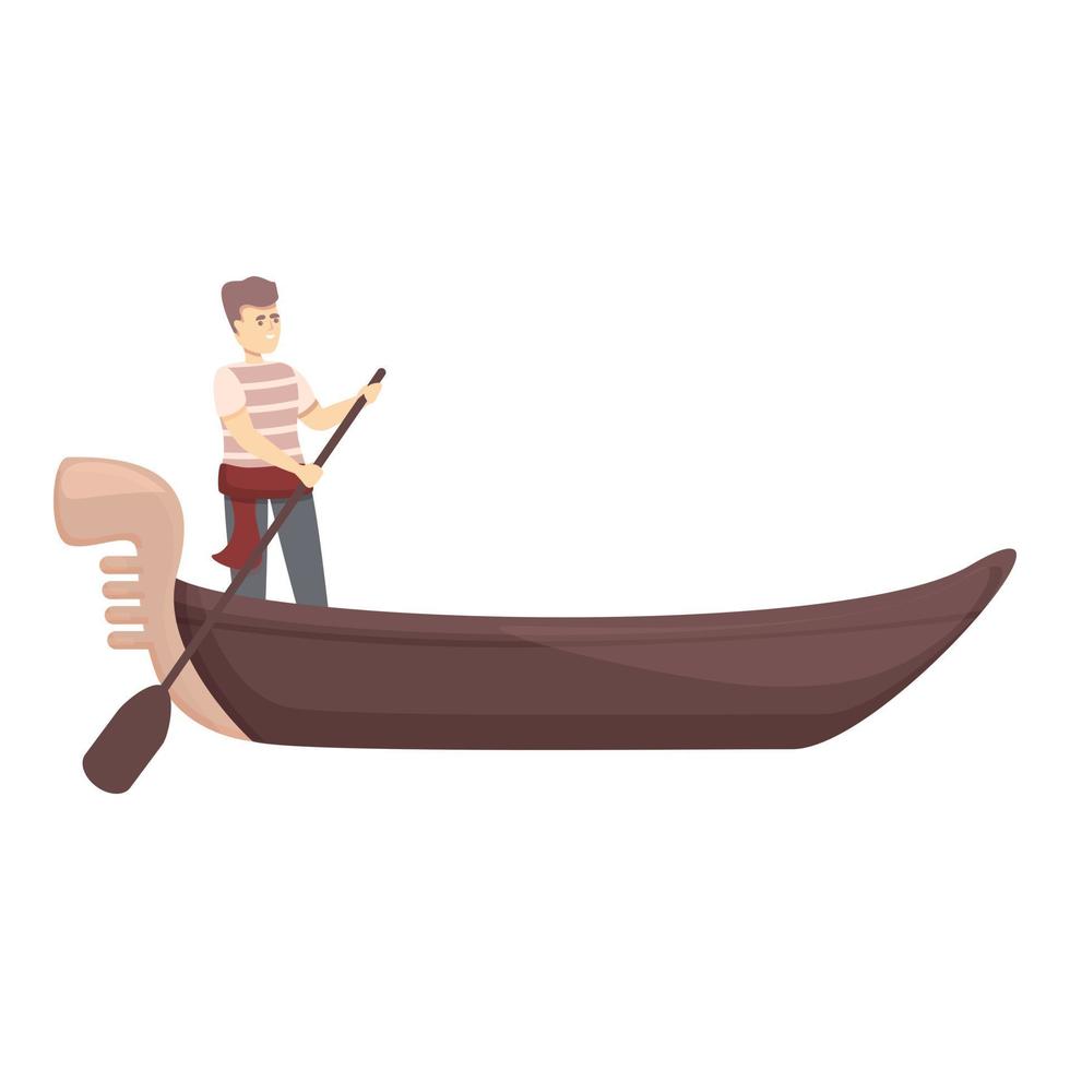 City gondolier icon cartoon vector. Italian boat vector