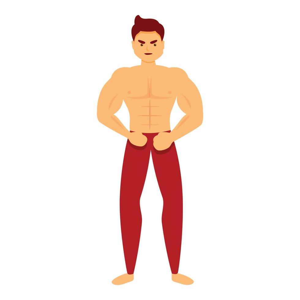 Bodybuilder workout icon, cartoon style vector