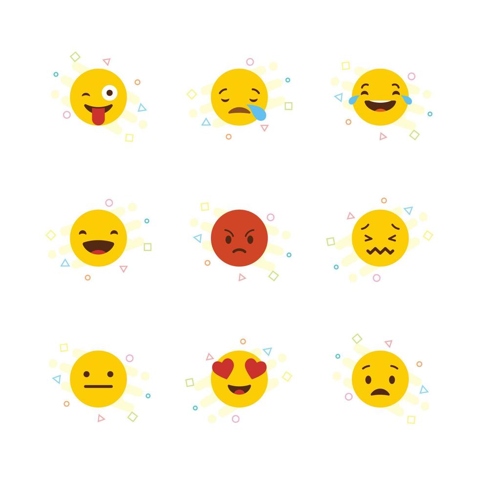 conjunto de vectores de diseño de emojis amarillos