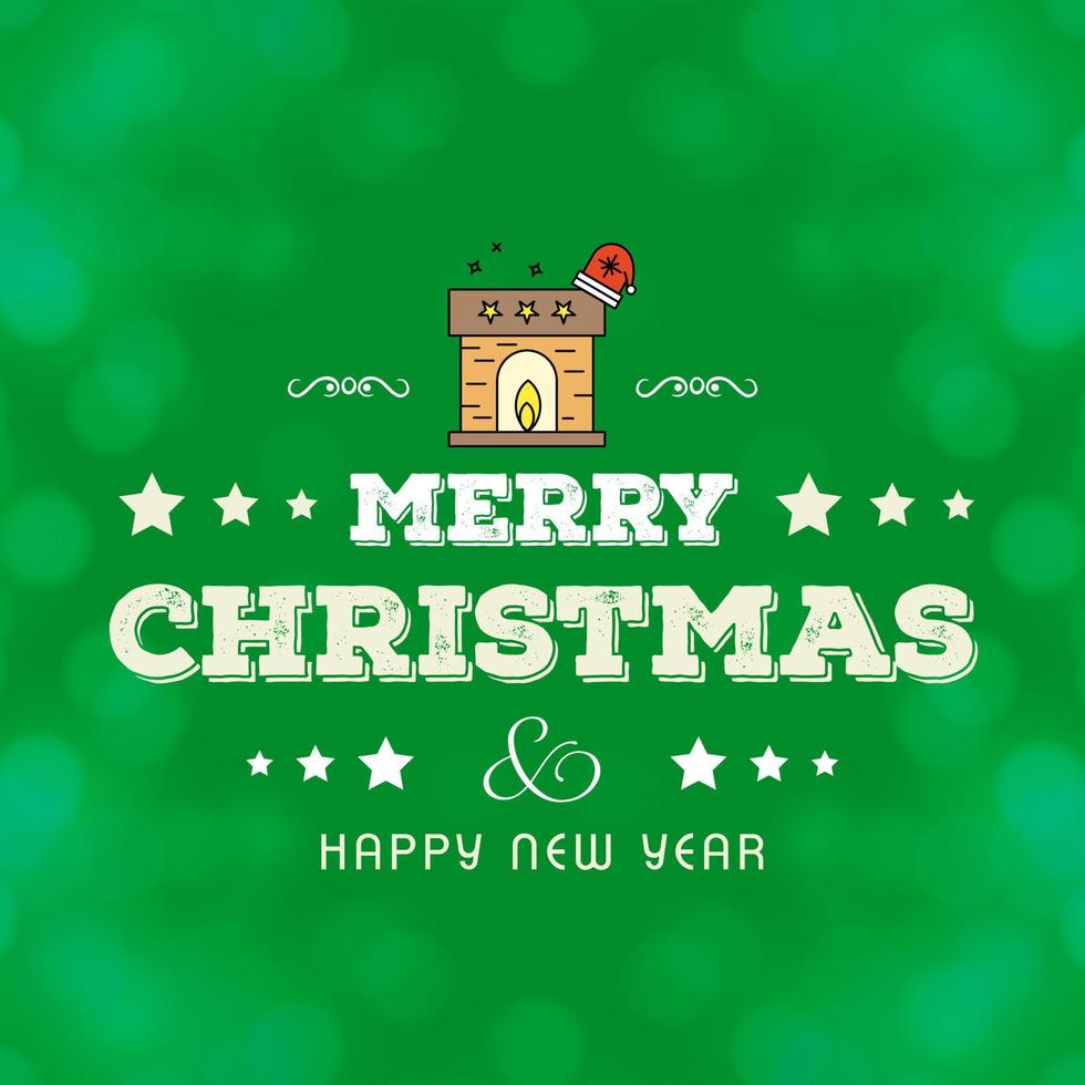 Christmas greetings card with typography and green background vector