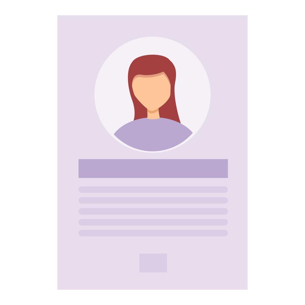 Girl cv icon cartoon vector. Work candidate vector