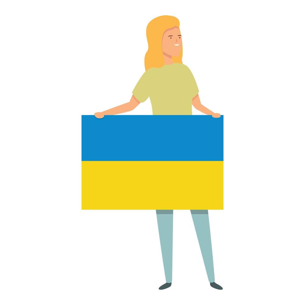 Girl with Ukraine flag icon cartoon vector. World child vector