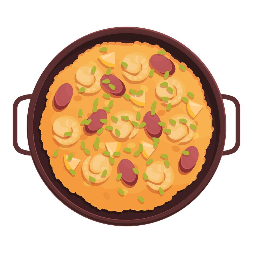Cooking paella icon cartoon vector. Spanish food vector