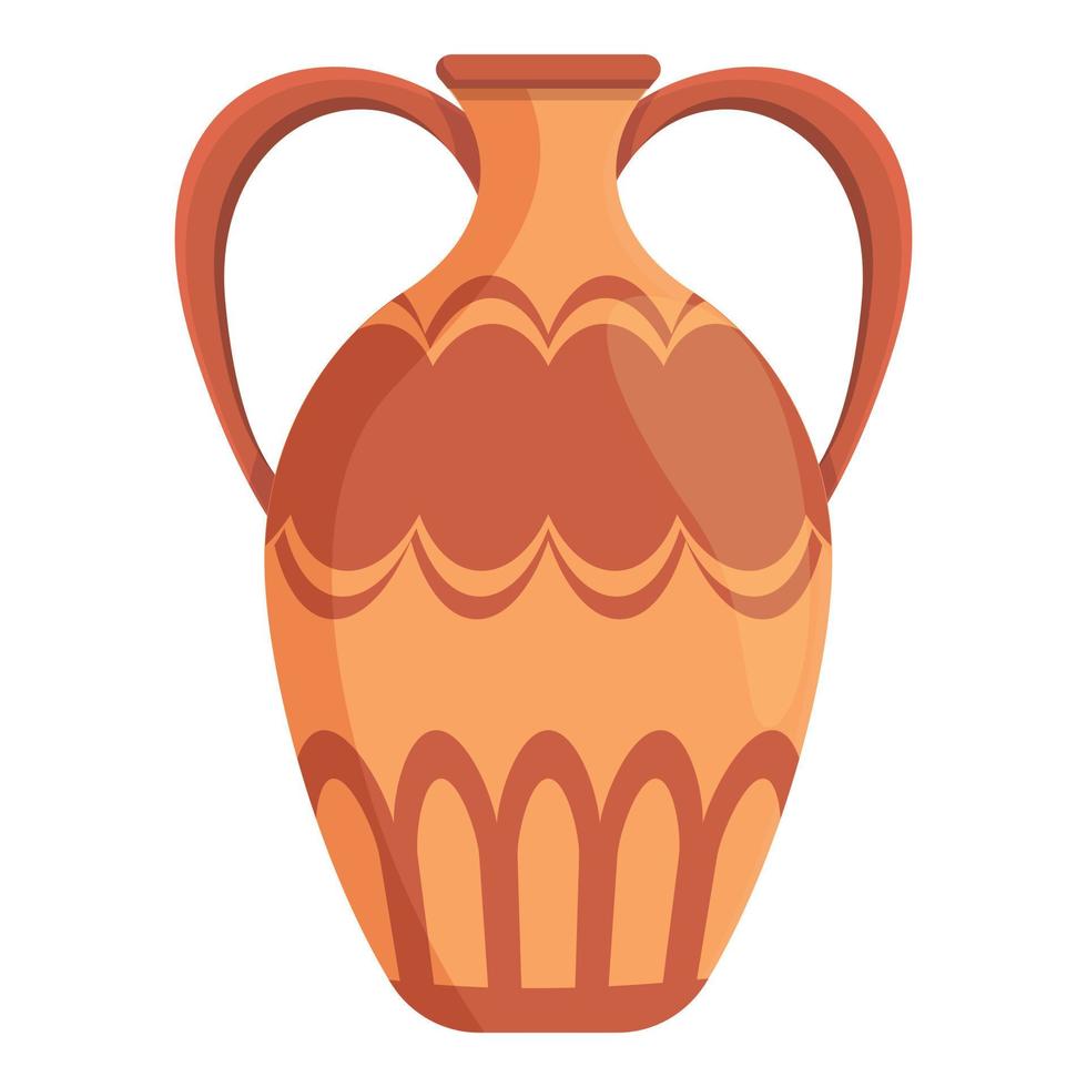 Amphora crockery icon, cartoon style vector