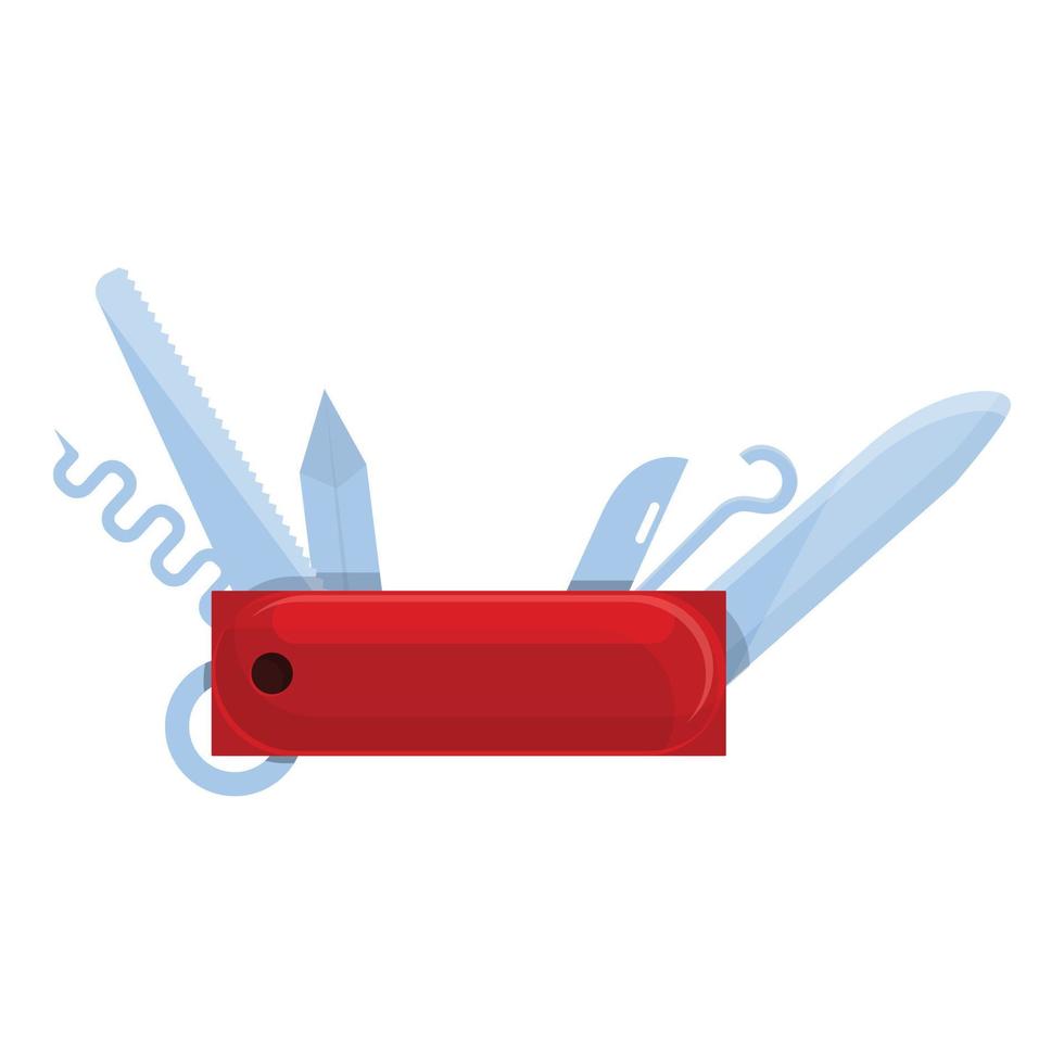 Camping multitool icon, cartoon style vector