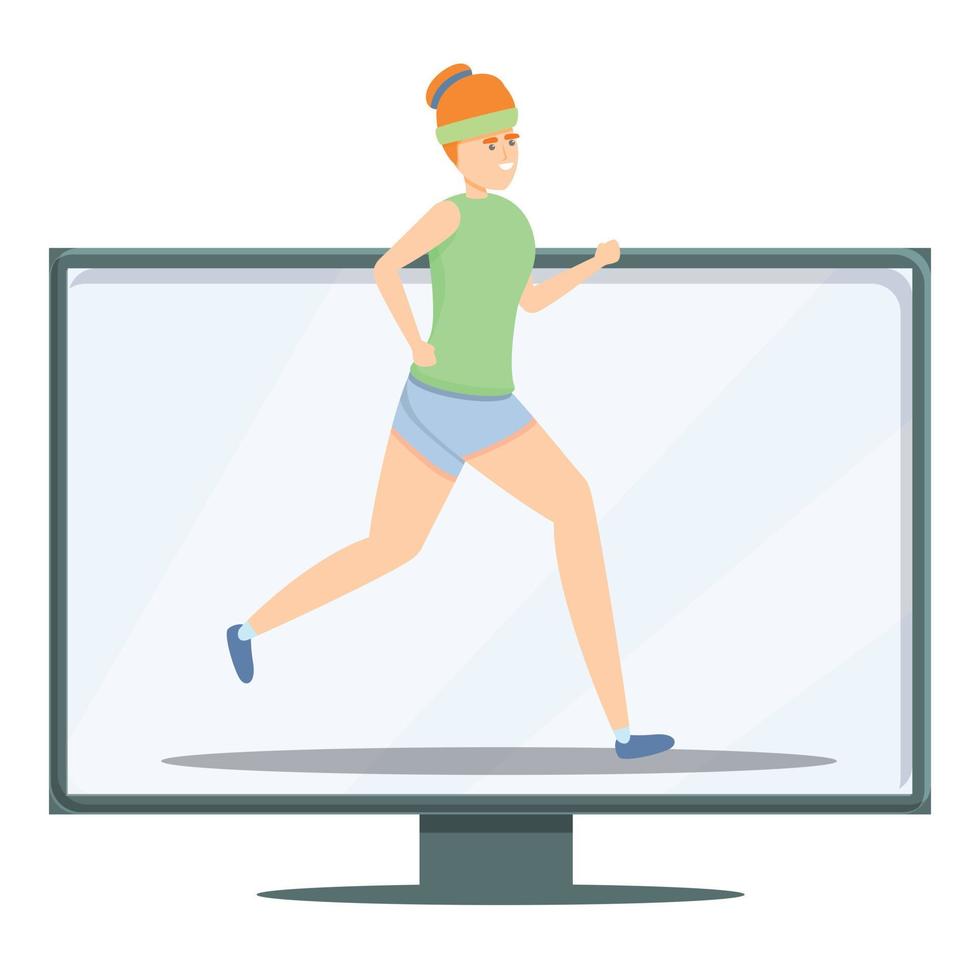 Running fitness blog icon, cartoon style vector