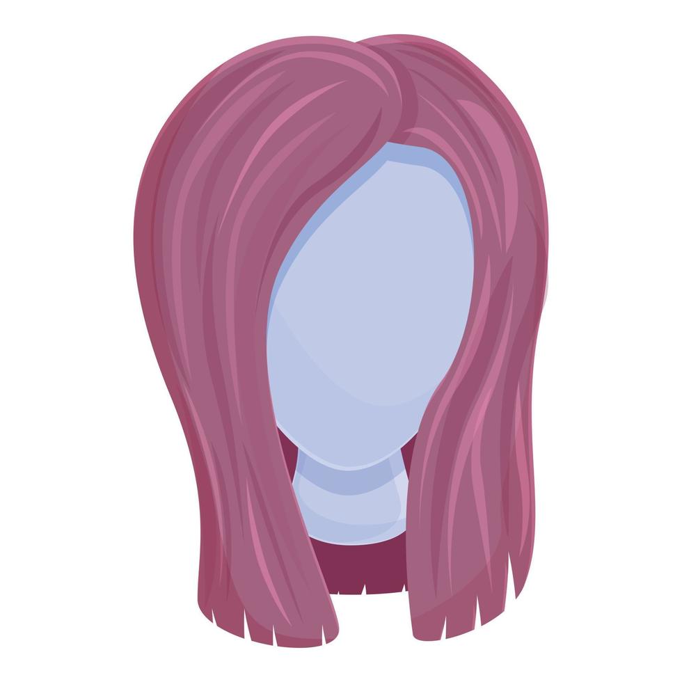 Pink wig icon, cartoon style vector