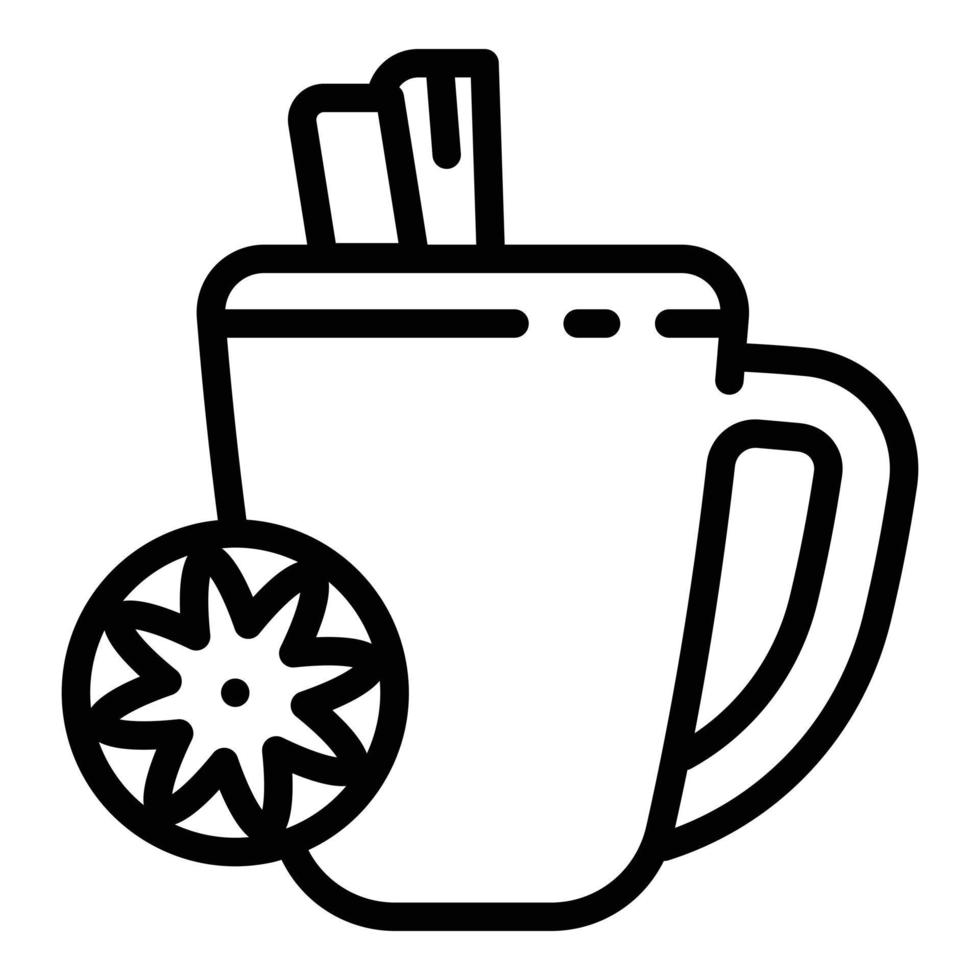 icono de copa caliente de vino caliente, estilo de esquema vector