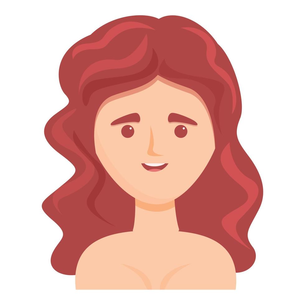 mujer con icono de pelo ondulado, estilo de dibujos animados vector