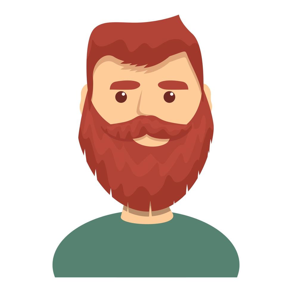 Red haired bearded guy icon, cartoon style vector