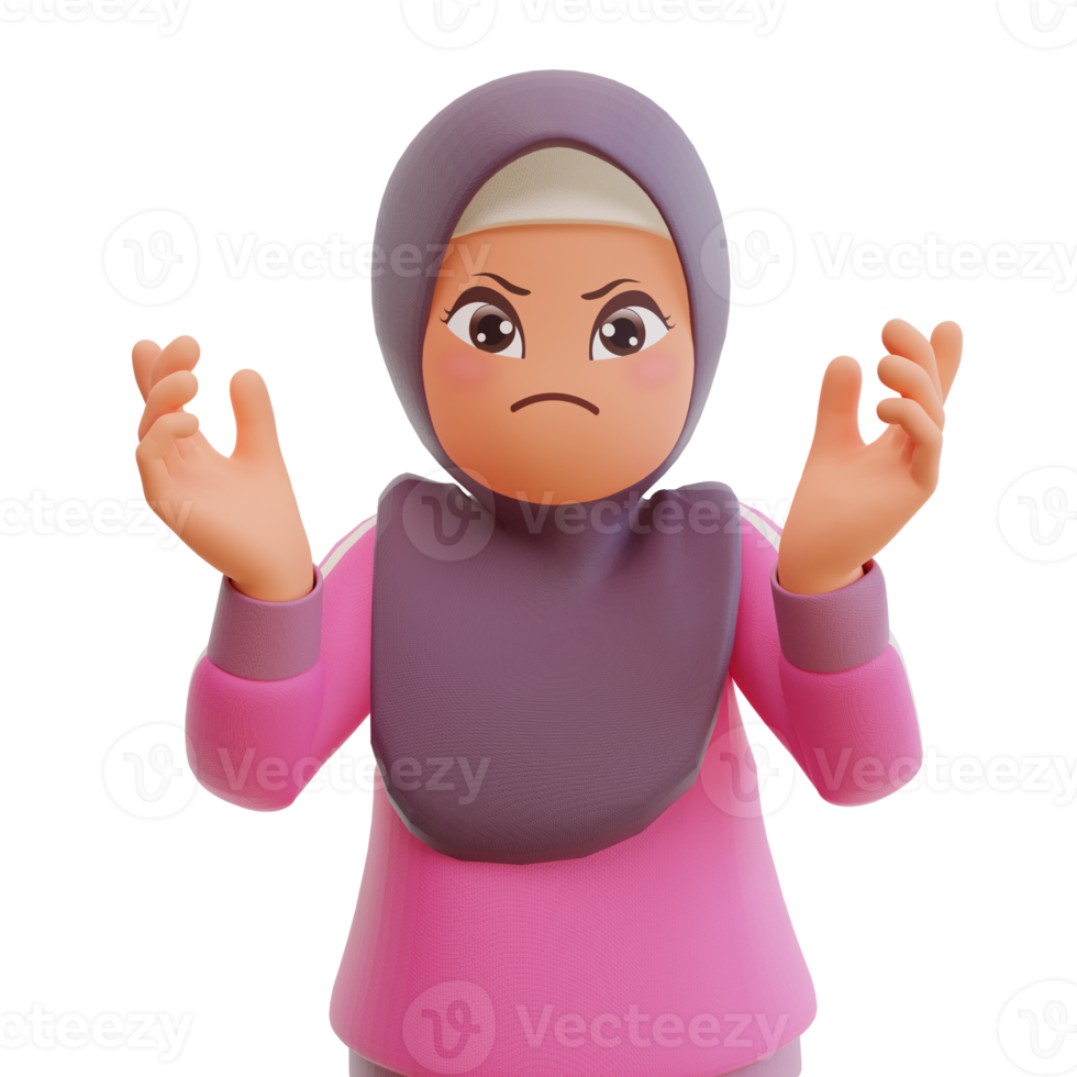 3d render cute muslim woman sporty png