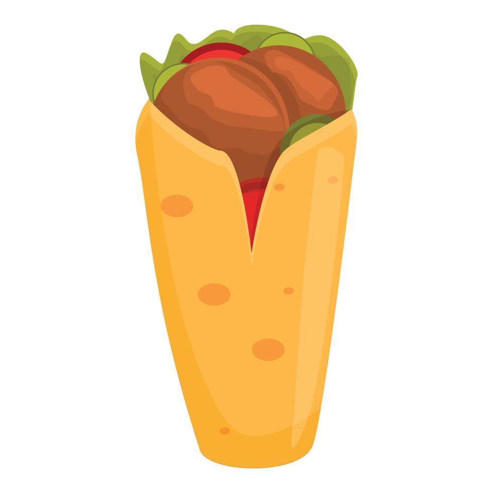 Kebab falafel icon, cartoon style vector