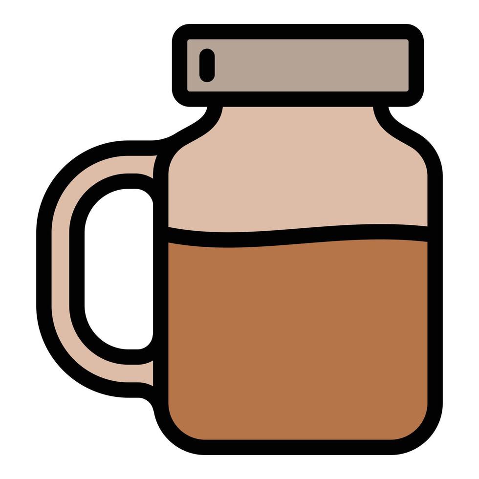 vector de contorno de icono de café tarro caliente. bebida de café