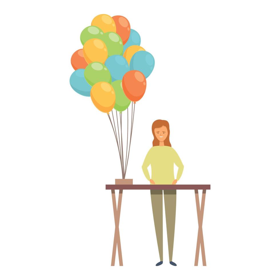 Desktop balloon seller icon cartoon vector. Street sell vector