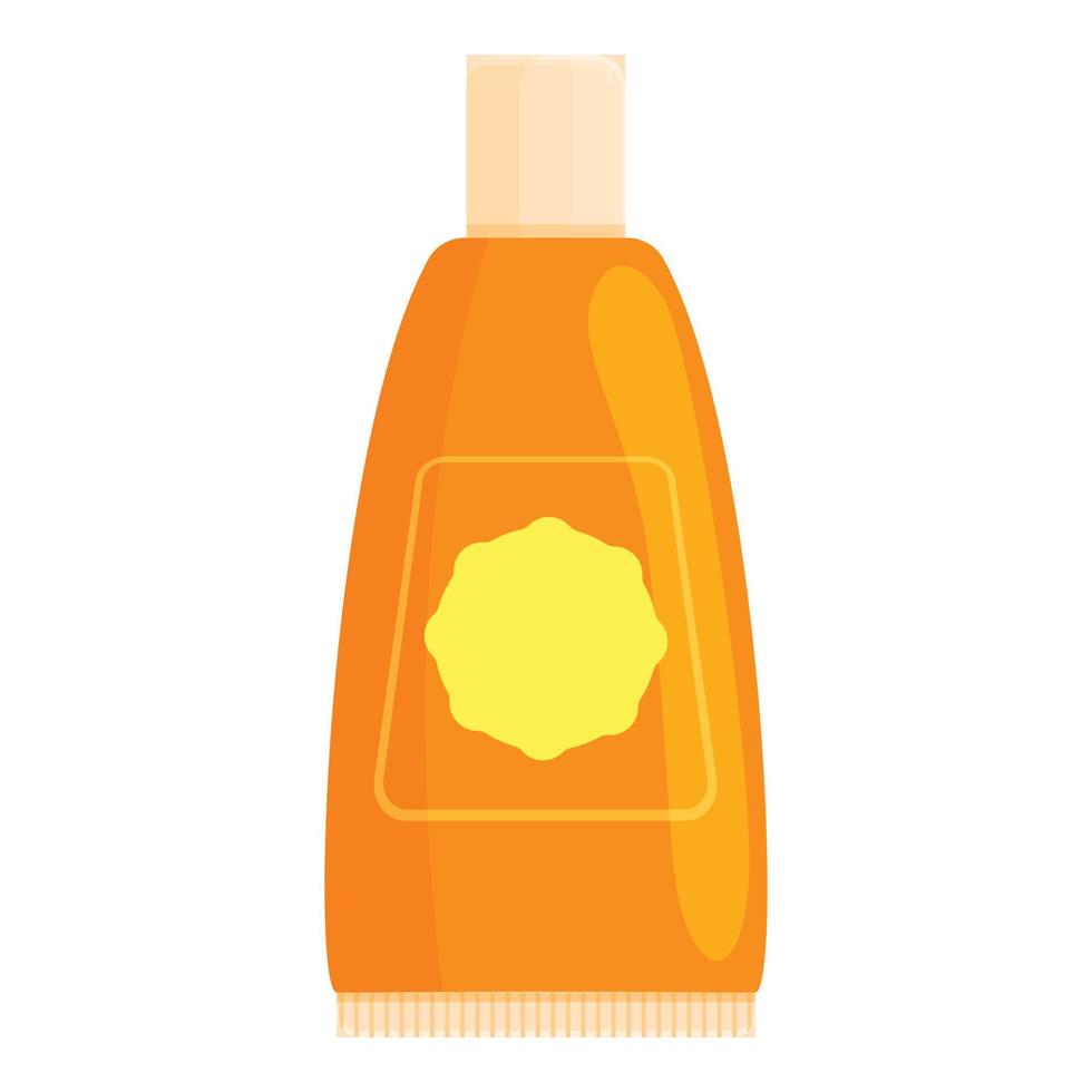 Sunscreen bottle icon, cartoon style vector