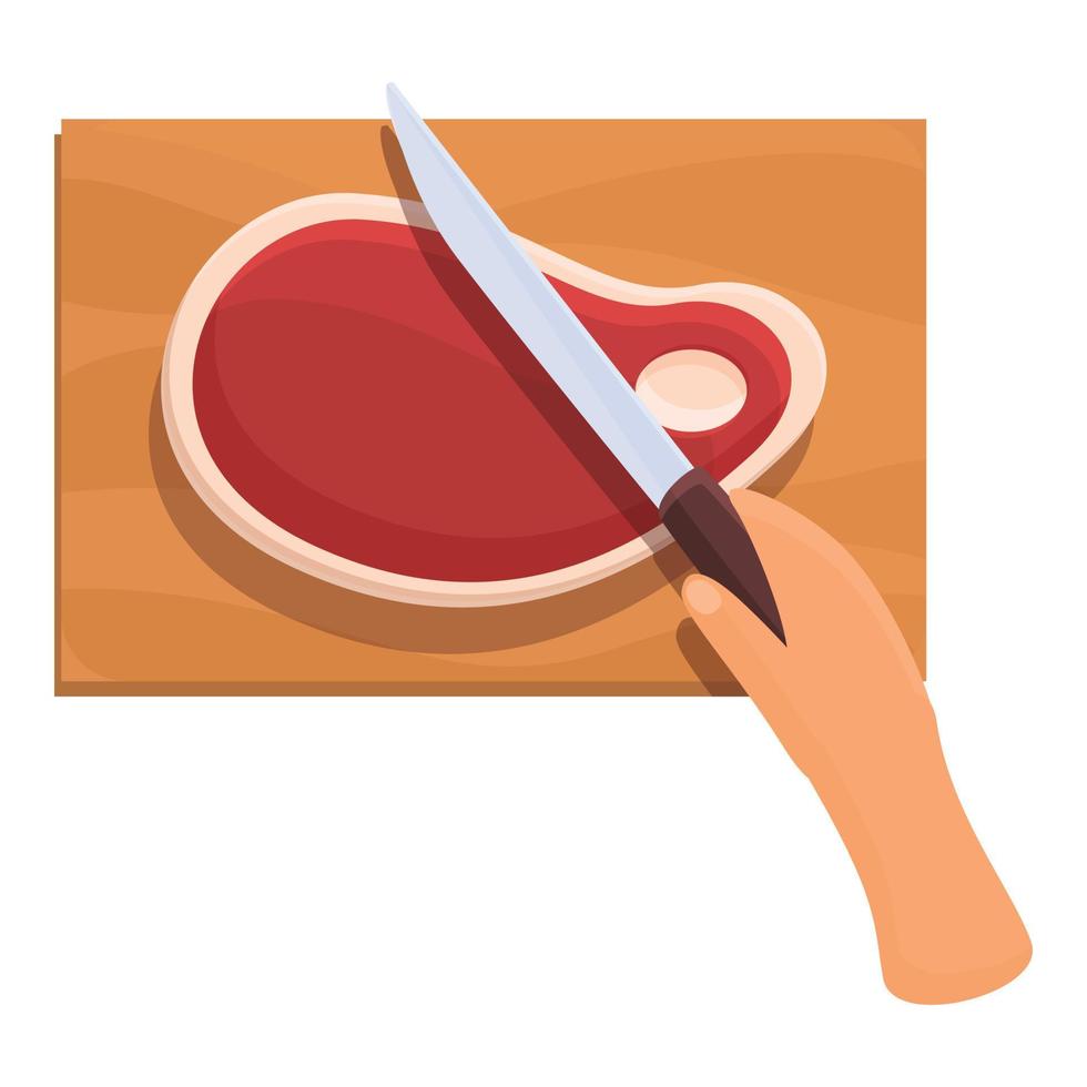 Meat cooking icon, cartoon style vector