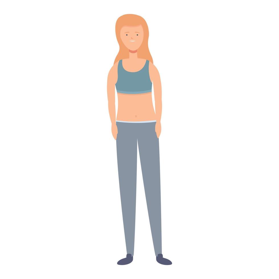 vector de dibujos animados de icono de tela de chica de gimnasio. camisa con capucha