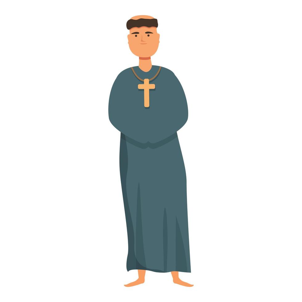 Monk pray icon cartoon vector. Priest man vector