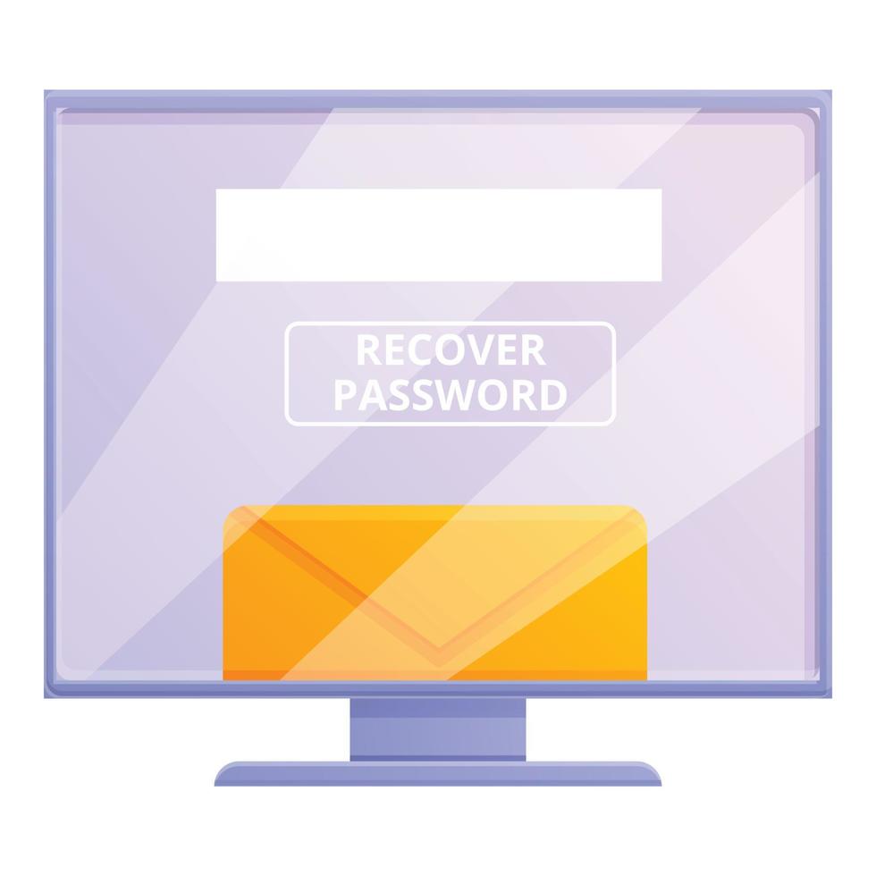Computer password recovery icon, cartoon style vector