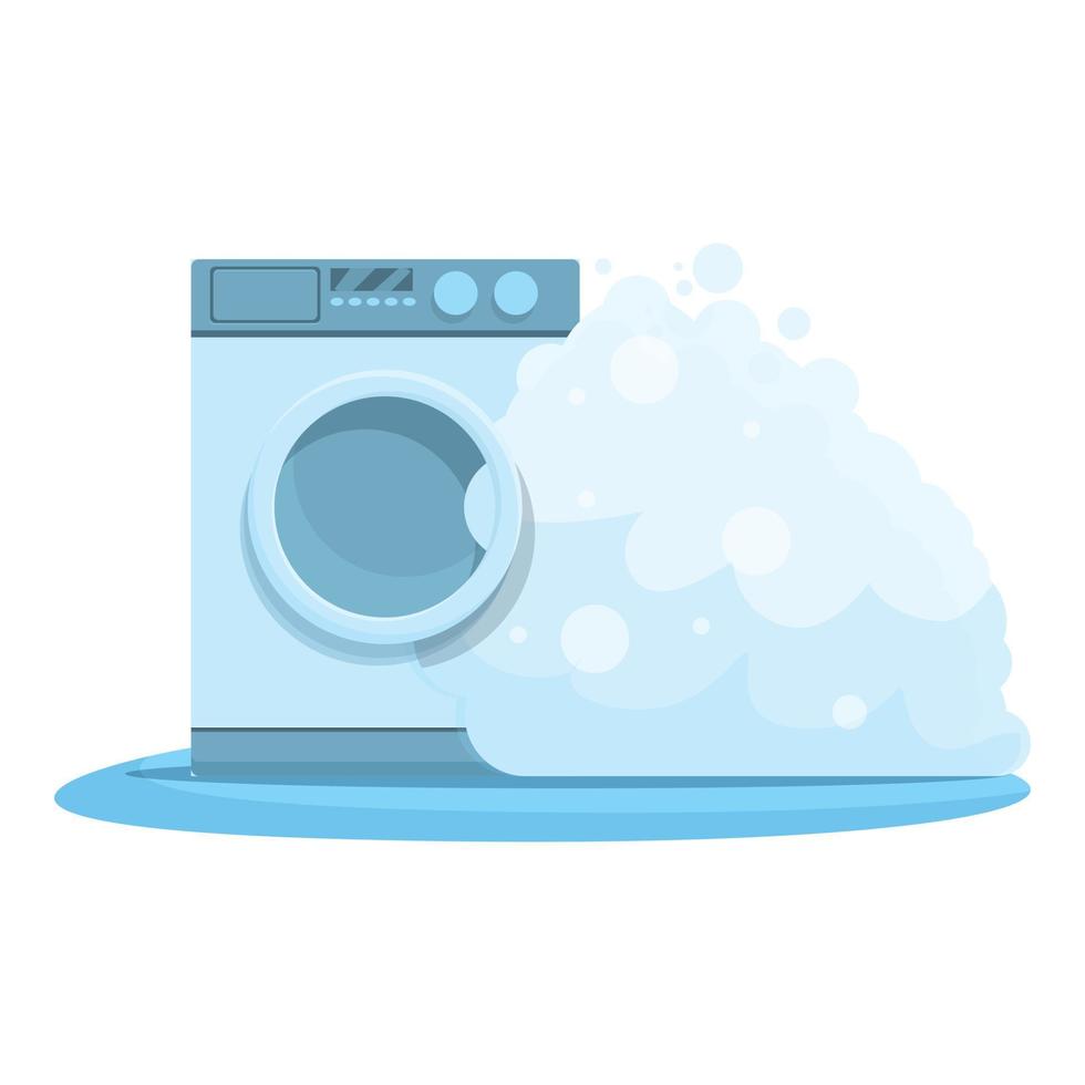 Foam broken washing machine icon, cartoon style vector