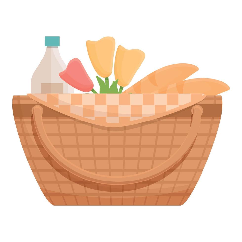 Lunch basket icon, cartoon and flat style vector