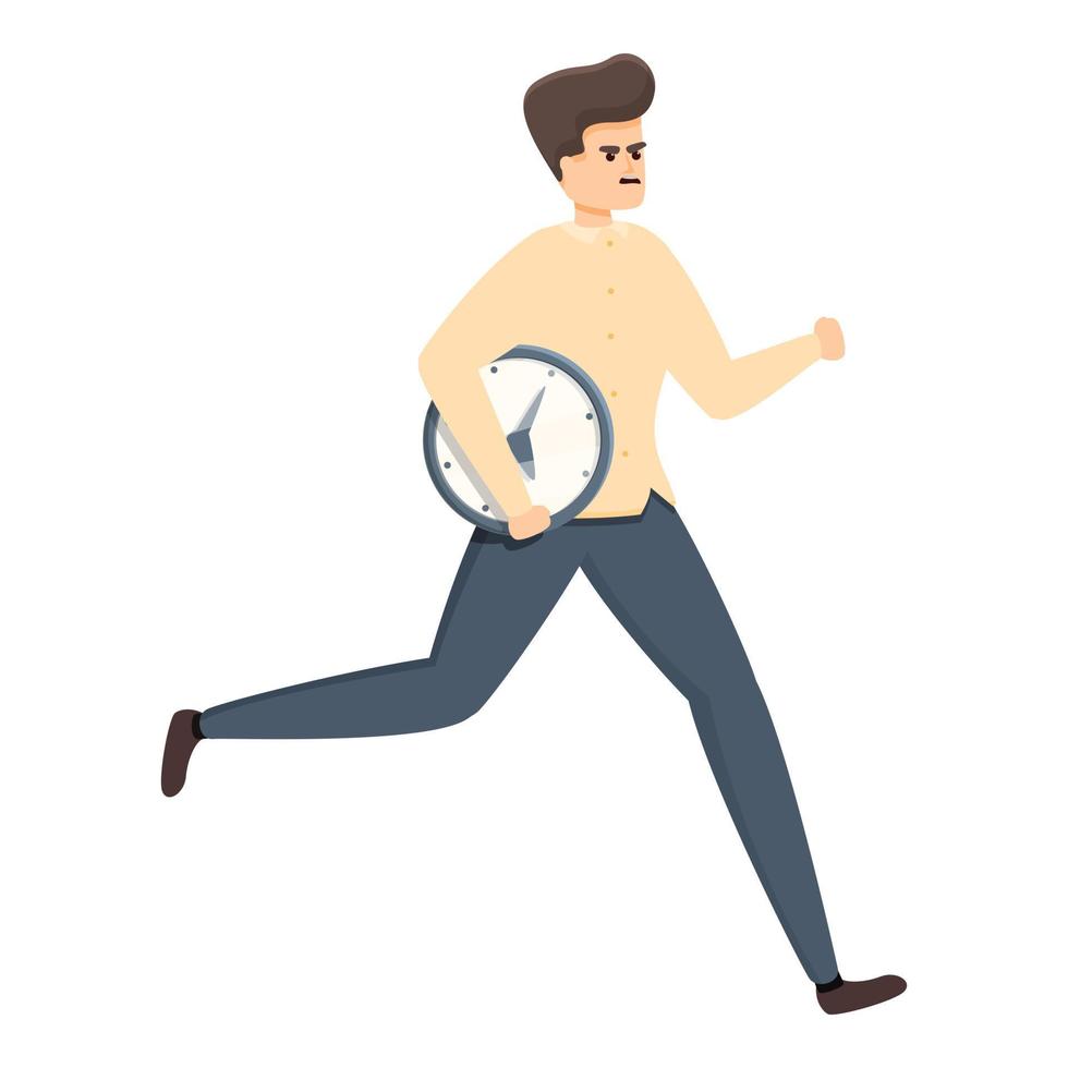 Rush job wall clock icon, cartoon style vector