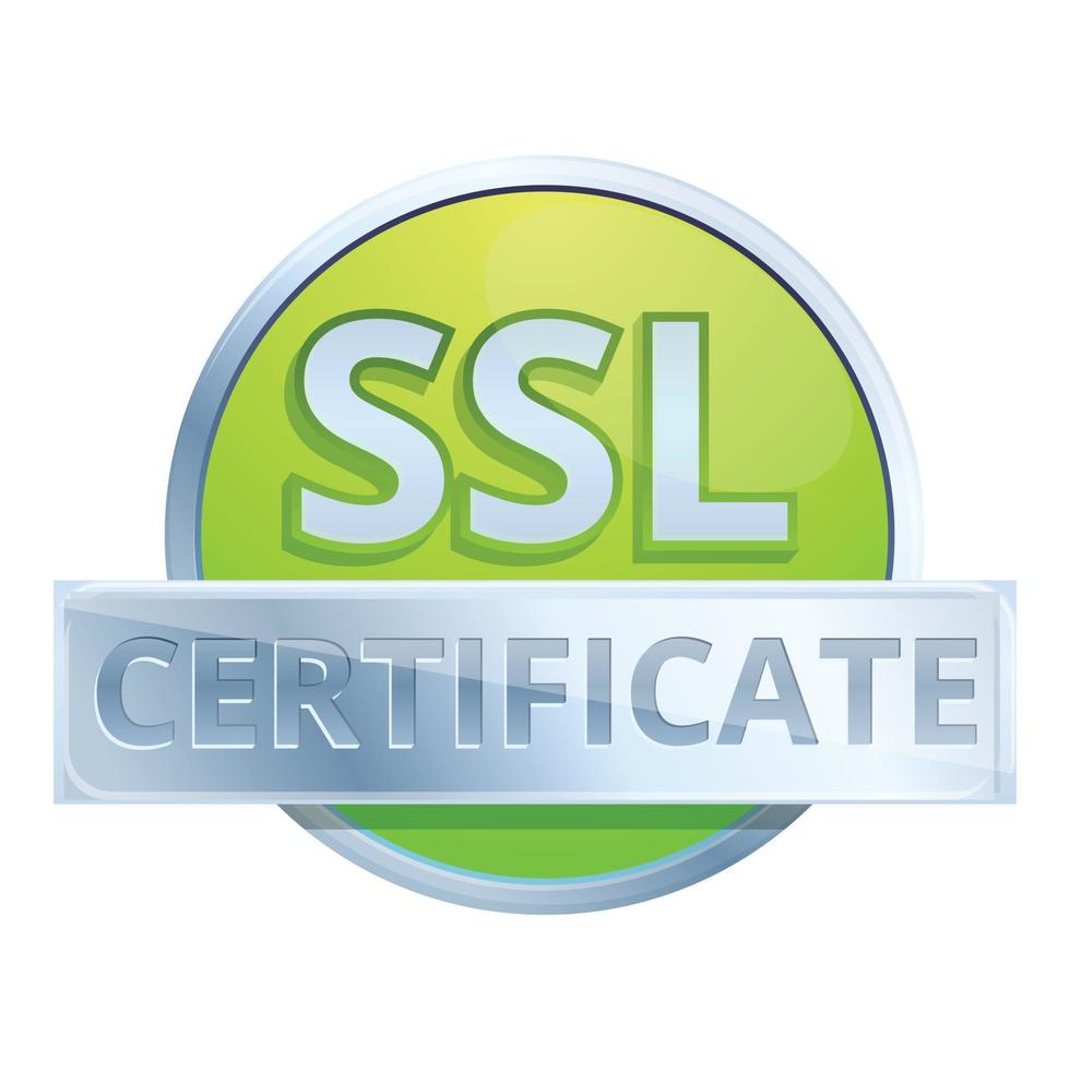 Internet ssl certificate icon, cartoon style vector