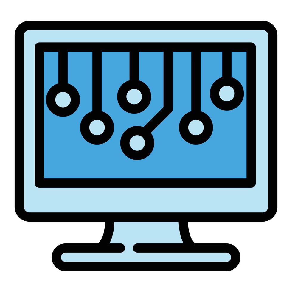 Artificial monitor computer icon outline vector. Brain ai vector