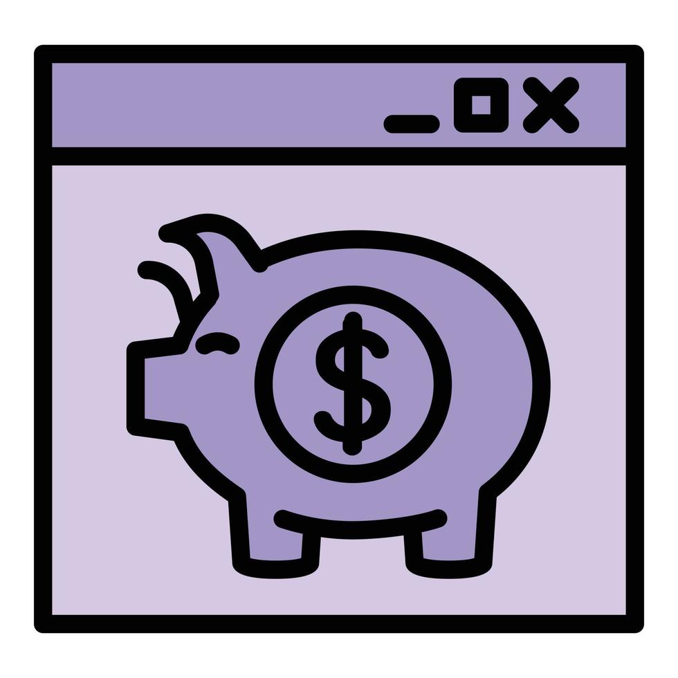 vector de contorno de icono de alcancía en línea. dinero de pago