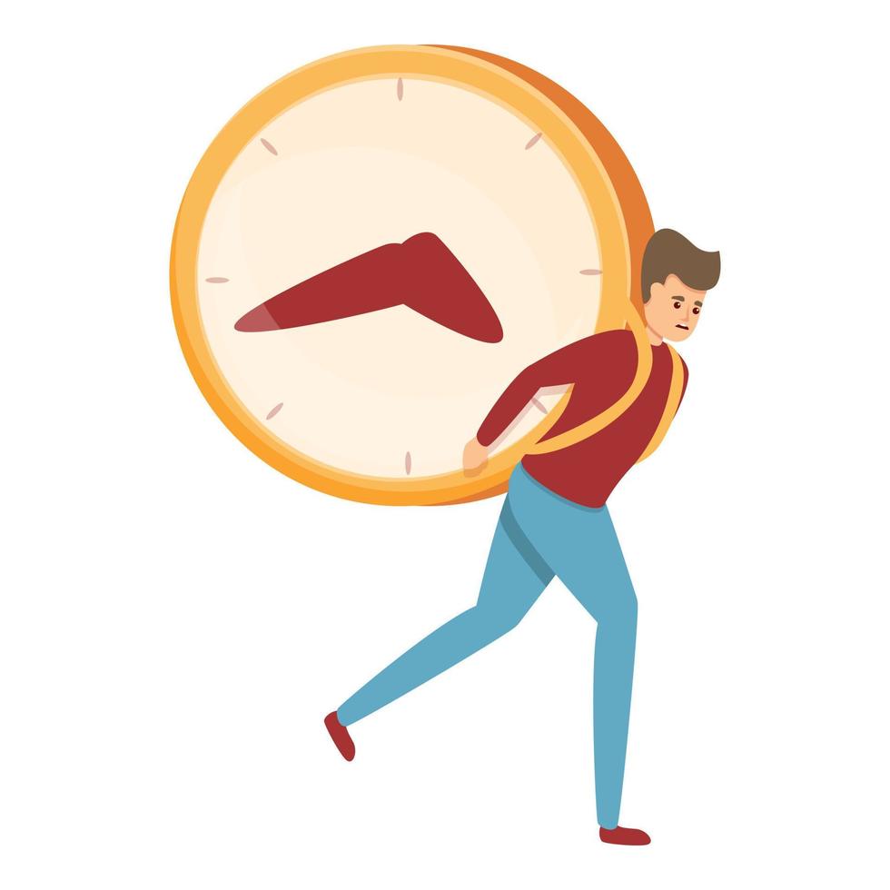 School time management icon, cartoon style vector