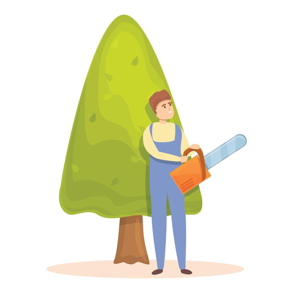 Tree trimming icon cartoon vector. Garden hedge vector