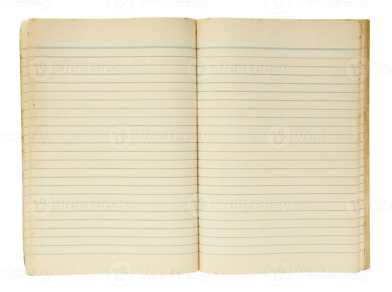 Old book open isolated on white background with clipping path photo