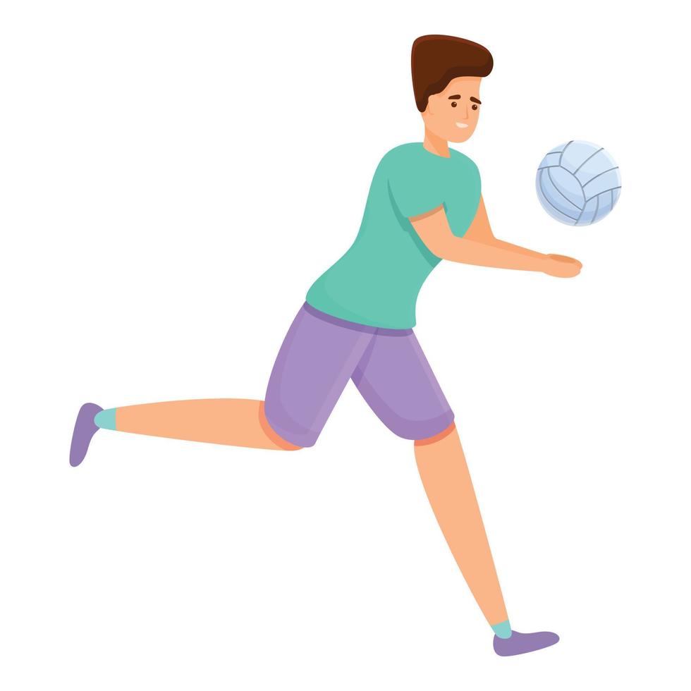 Running volleyball player icon, cartoon style vector