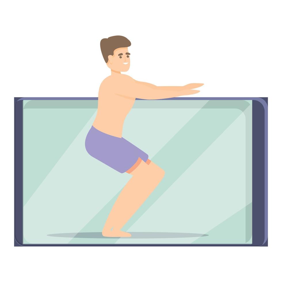 Trainer fitness blog icon, cartoon style vector