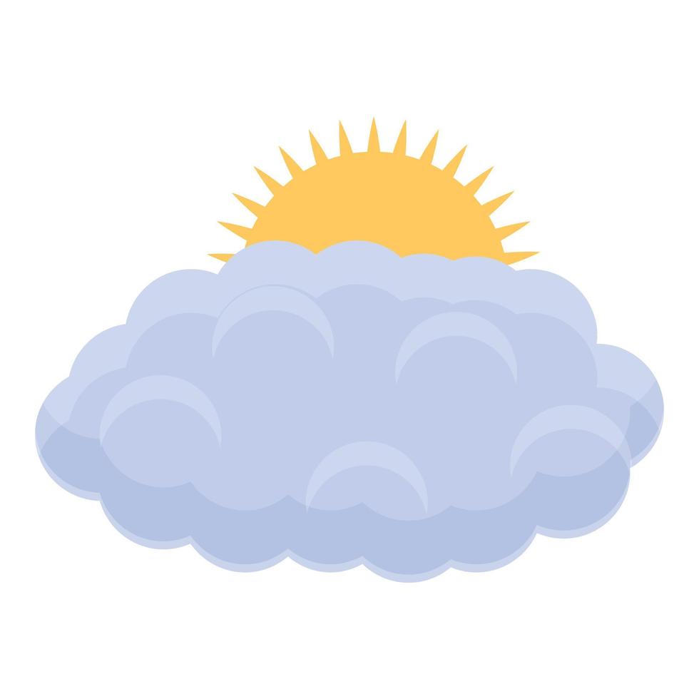 Sun and cloud icon, cartoon style vector