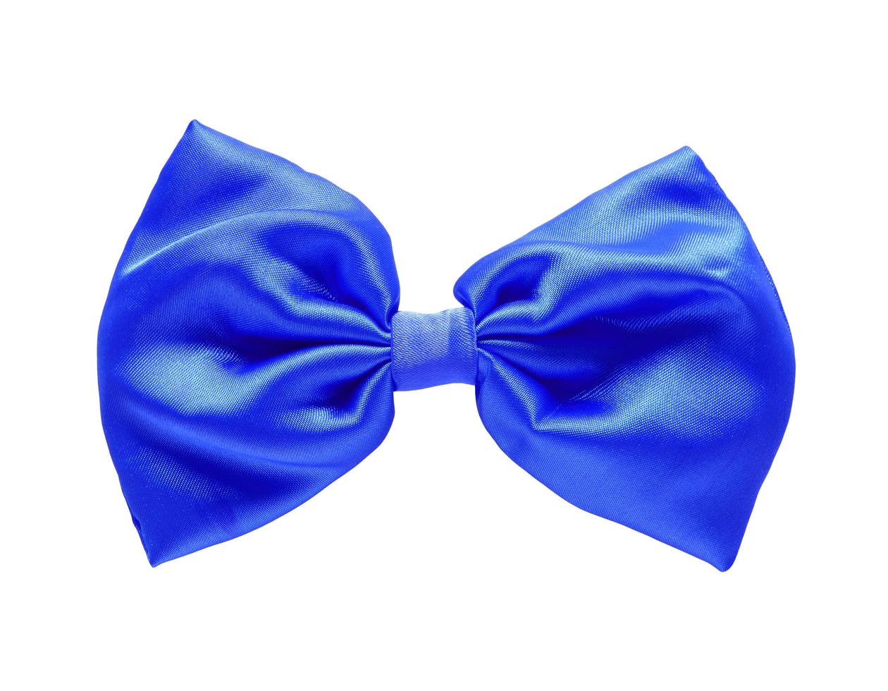 Blue satin gift bow. Ribbon. Isolated on white with clipping path photo