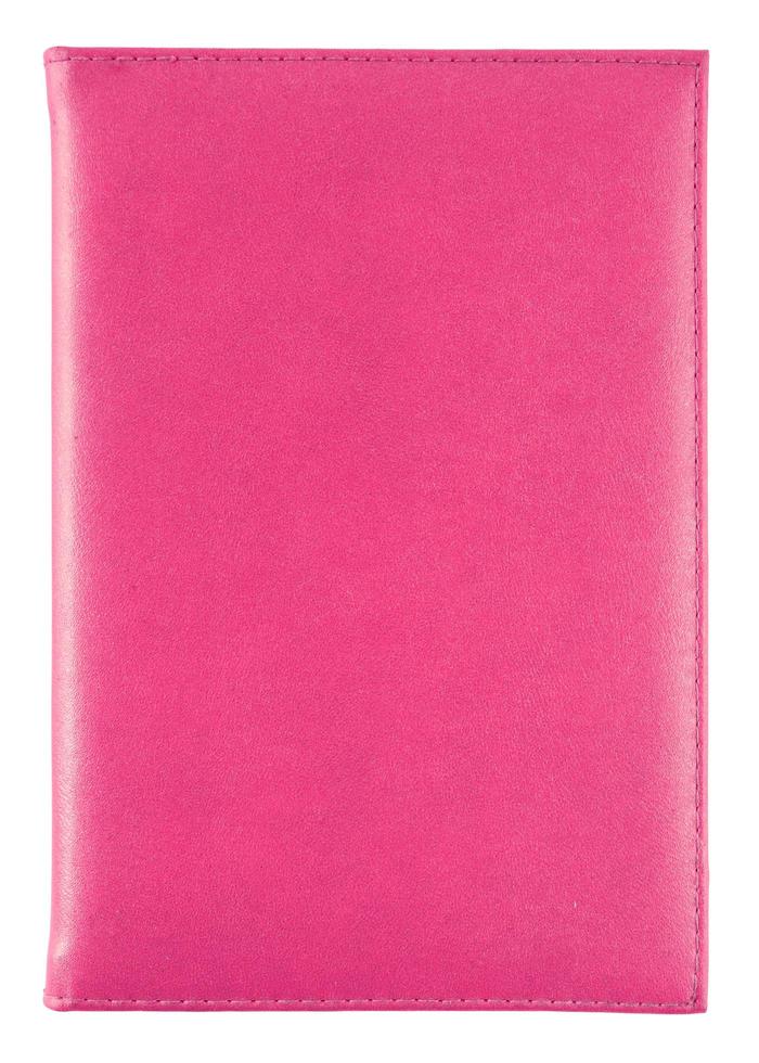 Red leather notebook isolated on white with clipping path photo
