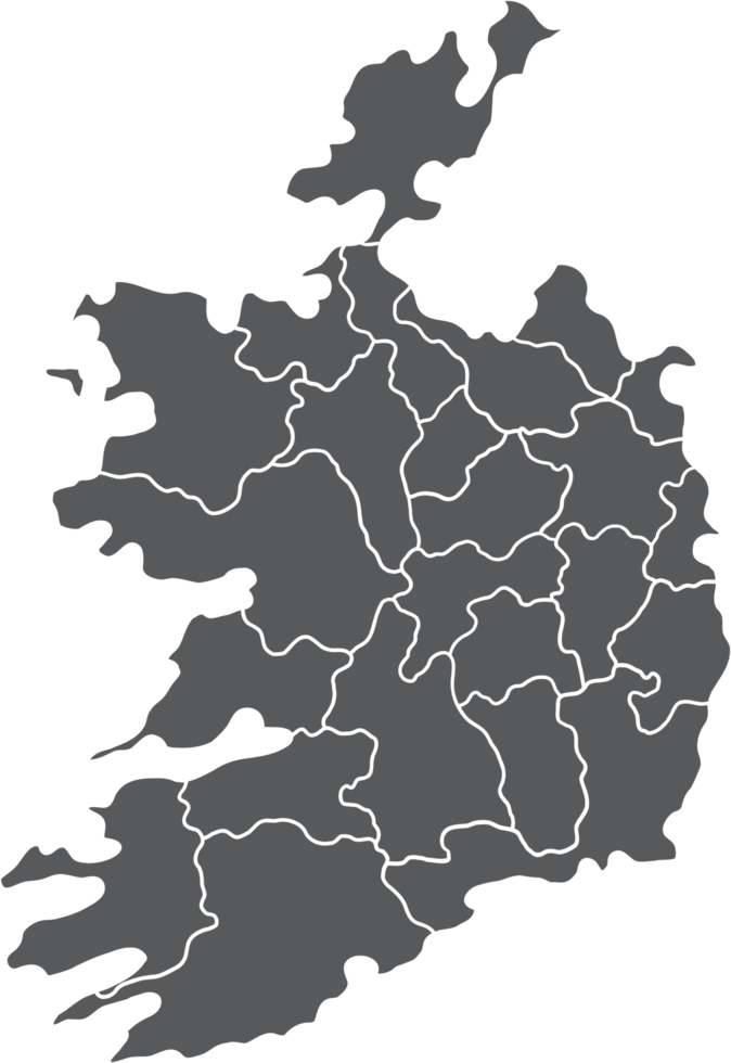 Doodle desenho à mão livre do mapa da Irlanda. png