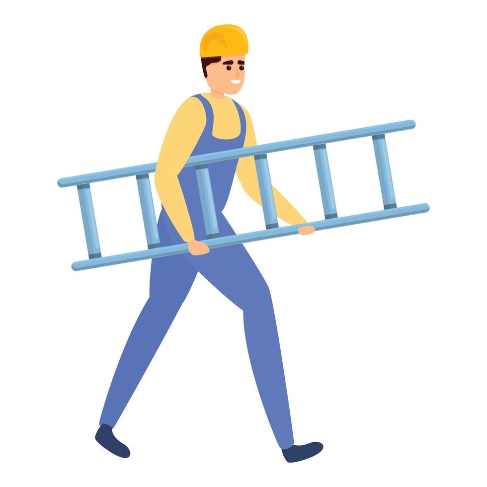 Builder take ladder icon, cartoon style vector