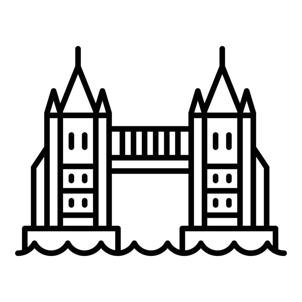 icono del puente de Londres, estilo de esquema vector