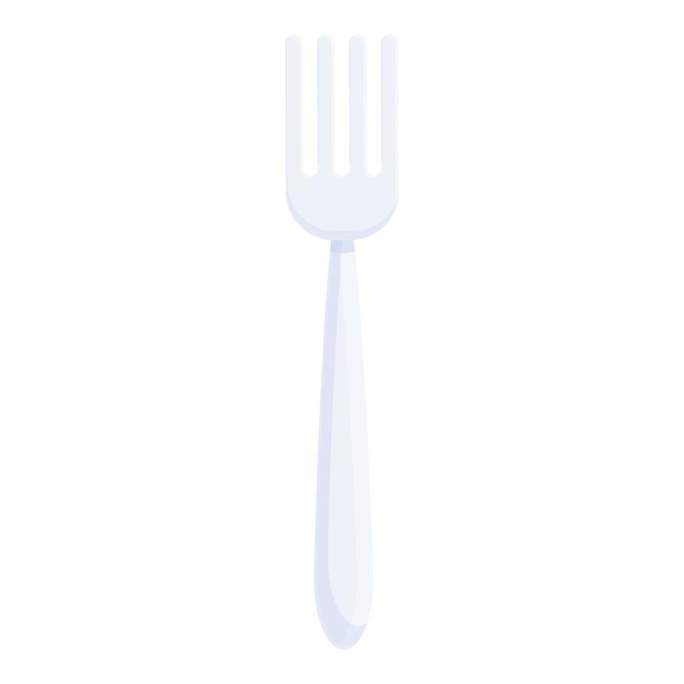 Biodegradable plastic fork icon, cartoon style vector