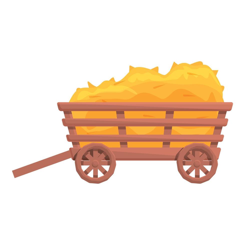 Hay bale cart icon cartoon vector. Farm stack vector