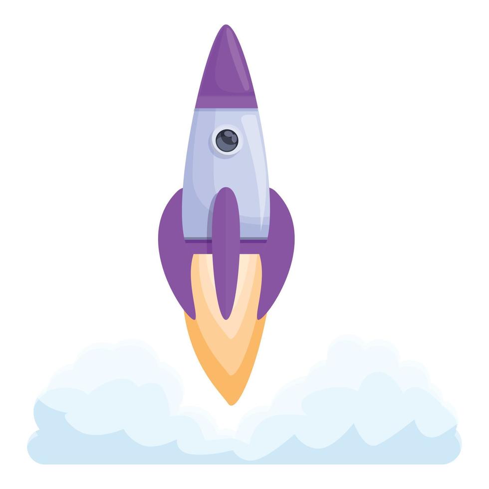 Spacecraft launch failure icon, cartoon style vector