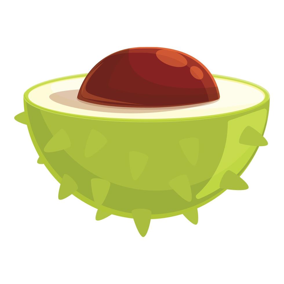 Chestnut half cutted icon, cartoon style vector