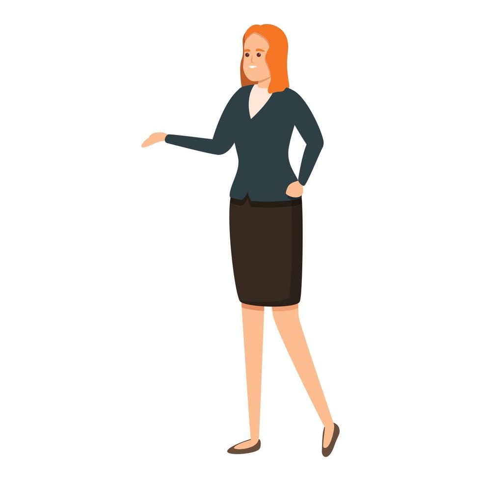 Successful adult business woman icon, cartoon style vector