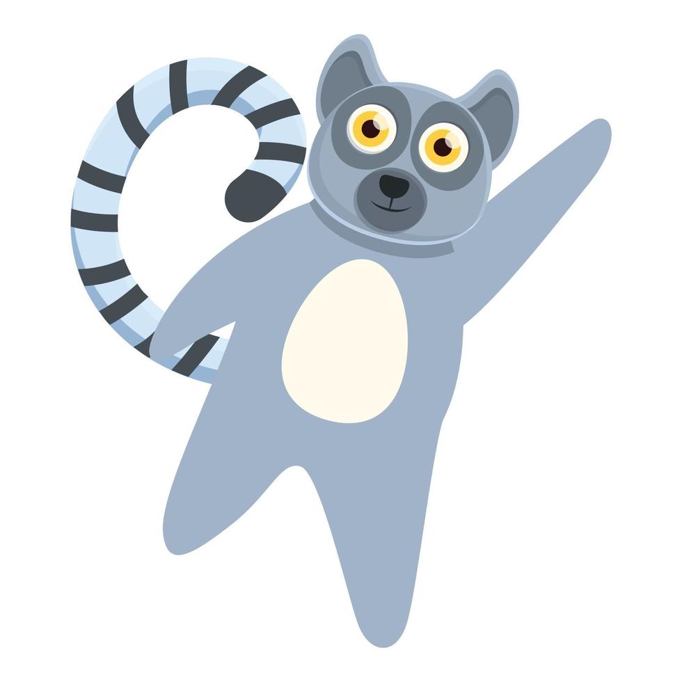 lemur decir hola icono, estilo de dibujos animados vector