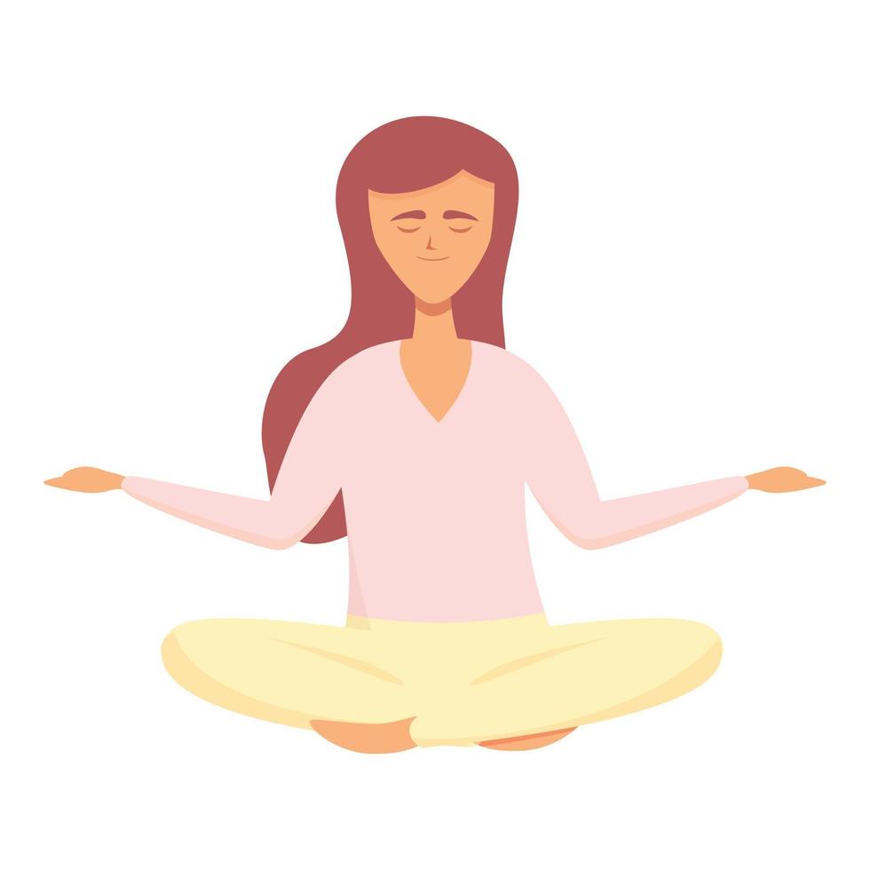 Zen meditation icon cartoon vector. Woman relax vector