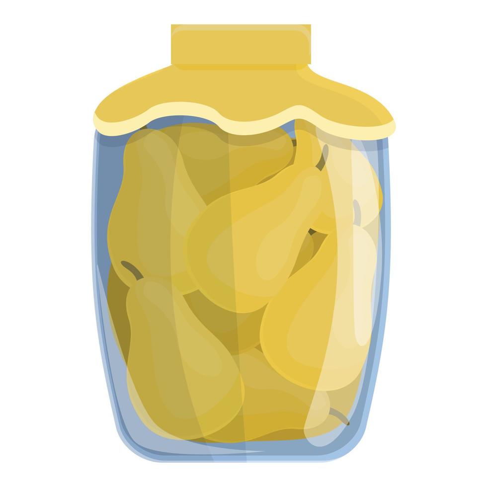Canned pears icon, cartoon style vector