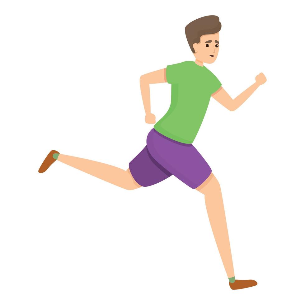 Boy running icon, cartoon style vector